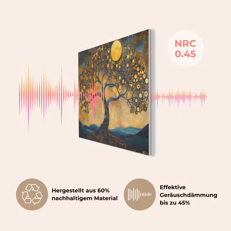 Boom - Maan - Bloemen - Goud - Kunst PET vilt klein -USP_DE