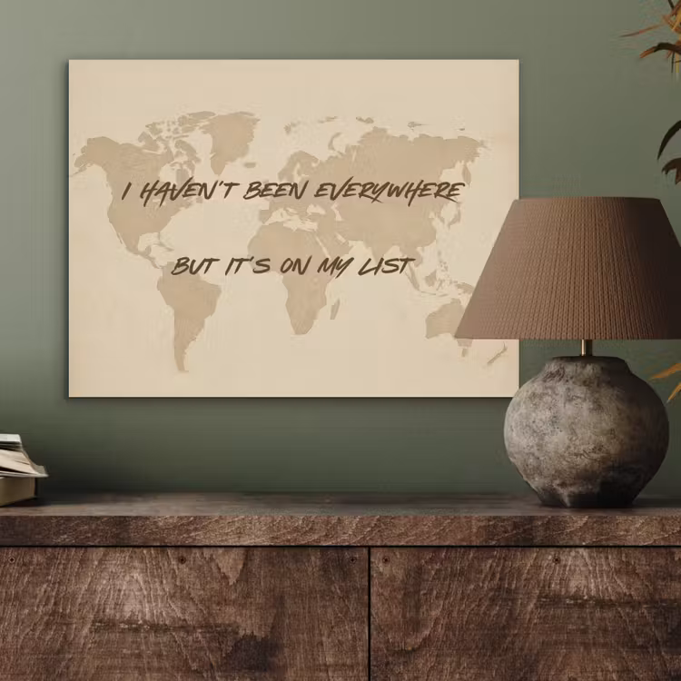 Beige - Wereldkaart - Quote - Handgeschreven PET vilt klein -sfeer2