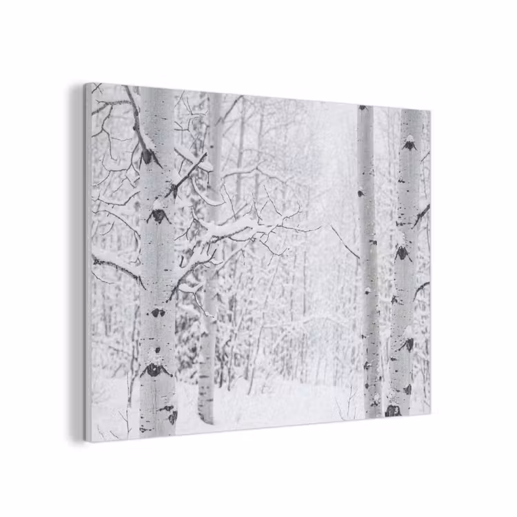 Berkenbomen - Sneeuw - Winter - Bos - Wit PET vilt klein -3d