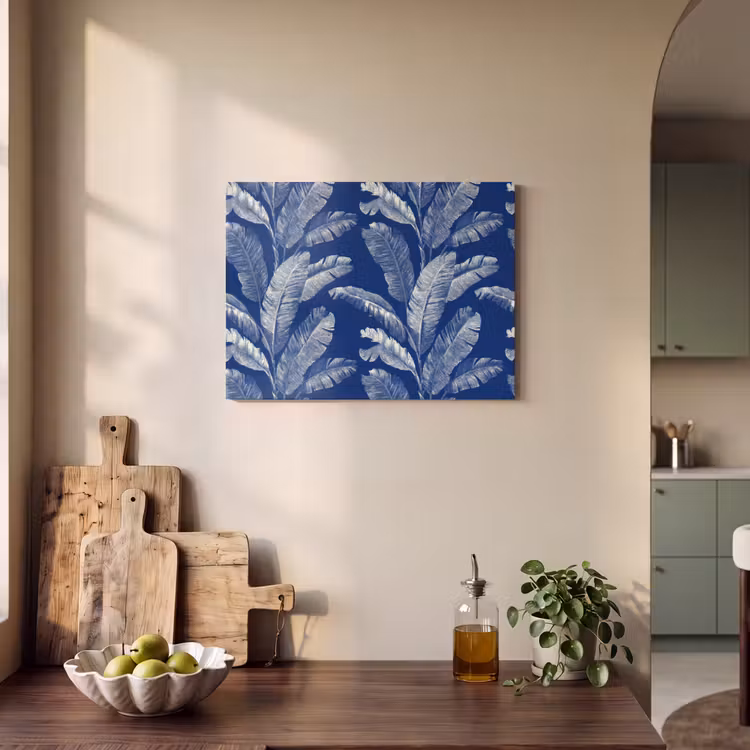 Blad - Palm - Blauw PET vilt klein 837 -sfeer2