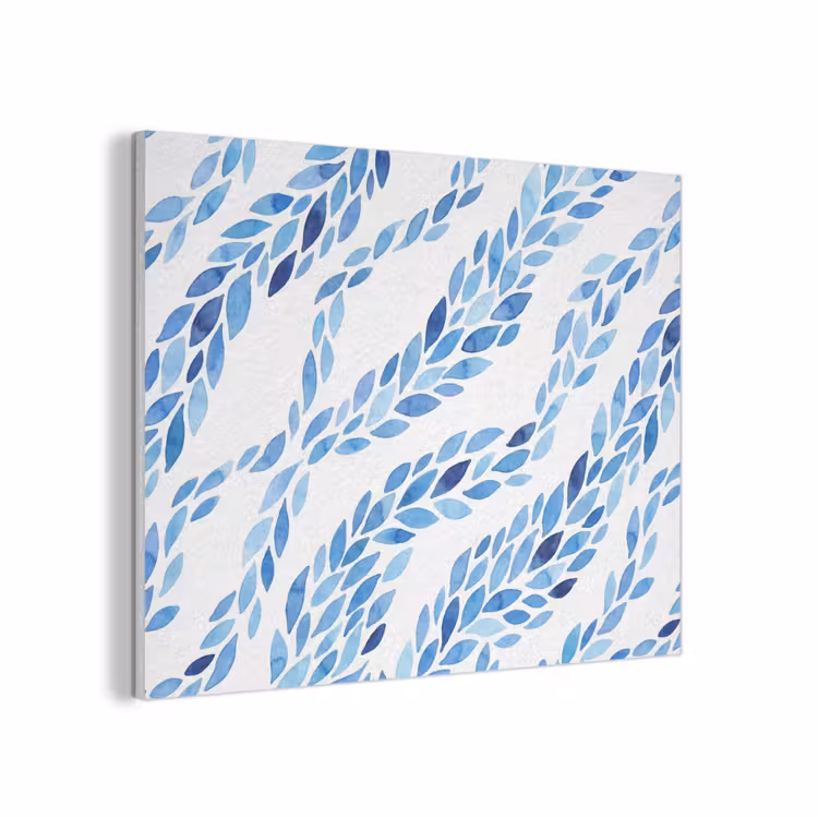Bladeren - Aquarel - Patroon - Modern - Blauw PET vilt klein -3d