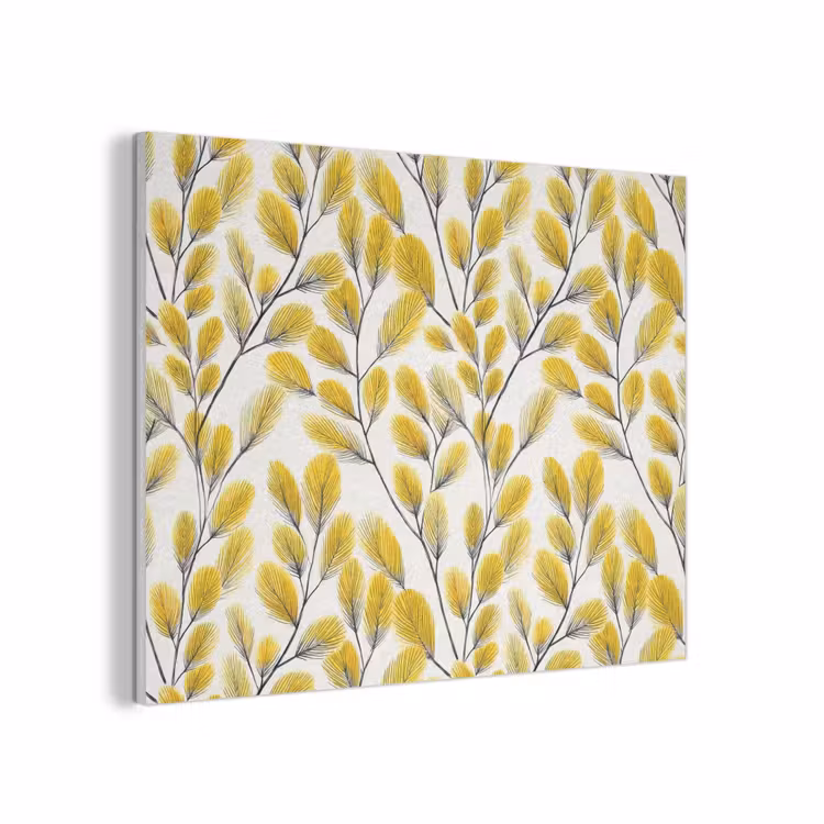 Bladeren - Botanisch - Elegant - Geel - Zwart PET vilt klein 837 -3d