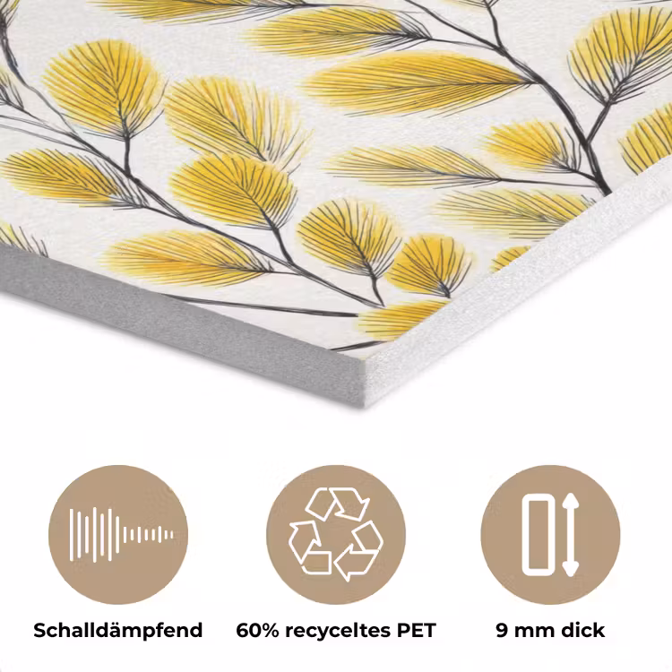 Bladeren - Botanisch - Elegant - Geel - Zwart PET vilt klein 837 -closeup_DE