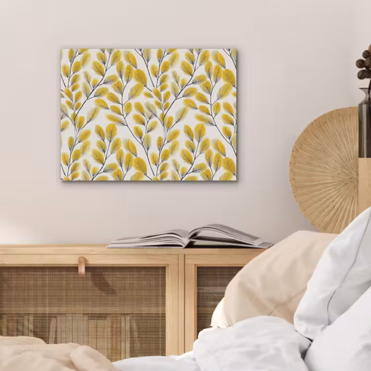 Bladeren - Botanisch - Elegant - Geel - Zwart PET vilt klein 837 -sfeer3