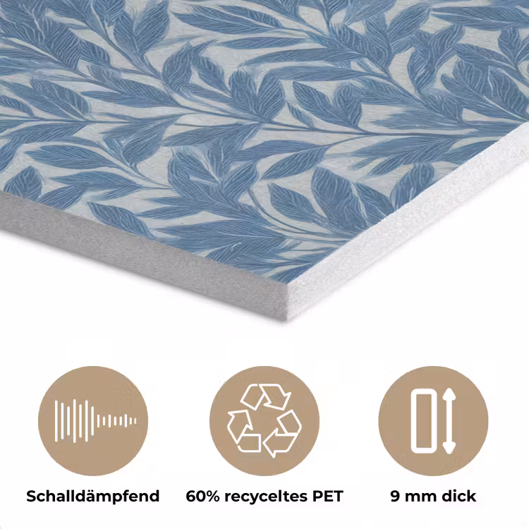 Bladeren - Klassiek - Patroon - Donkerblauw - Vintage PET vilt klein 837 -closeup_DE