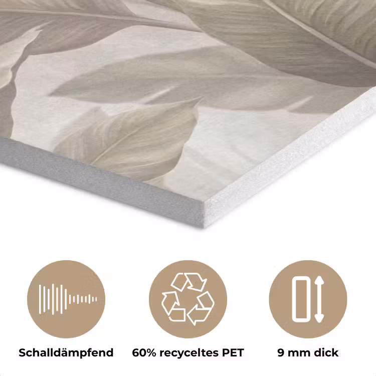 Bladeren - Tropisch - Natuur - Abstract - Beige PET vilt klein -closeup_DE