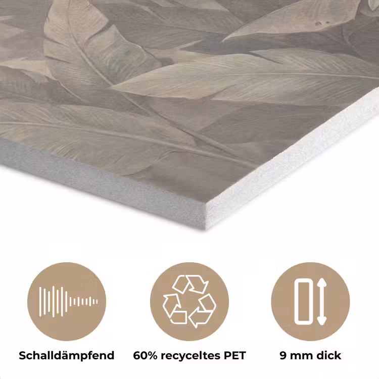 Bladeren - Tropisch - Natuur - Modern - Beige PET vilt klein -closeup_DE