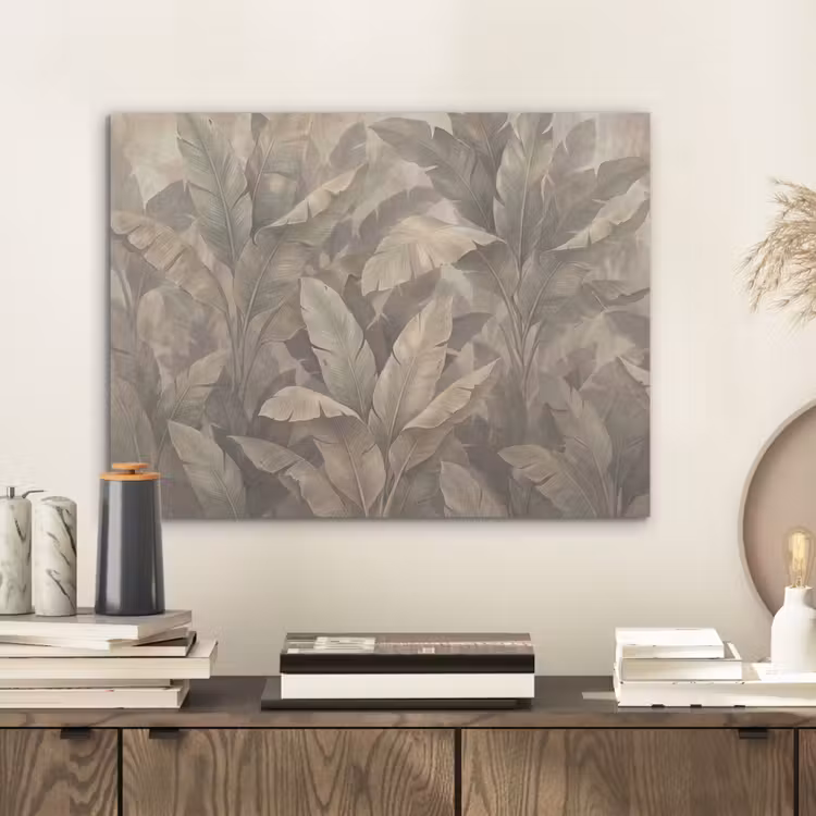 Bladeren - Tropisch - Natuur - Modern - Beige PET vilt klein -sfeer1