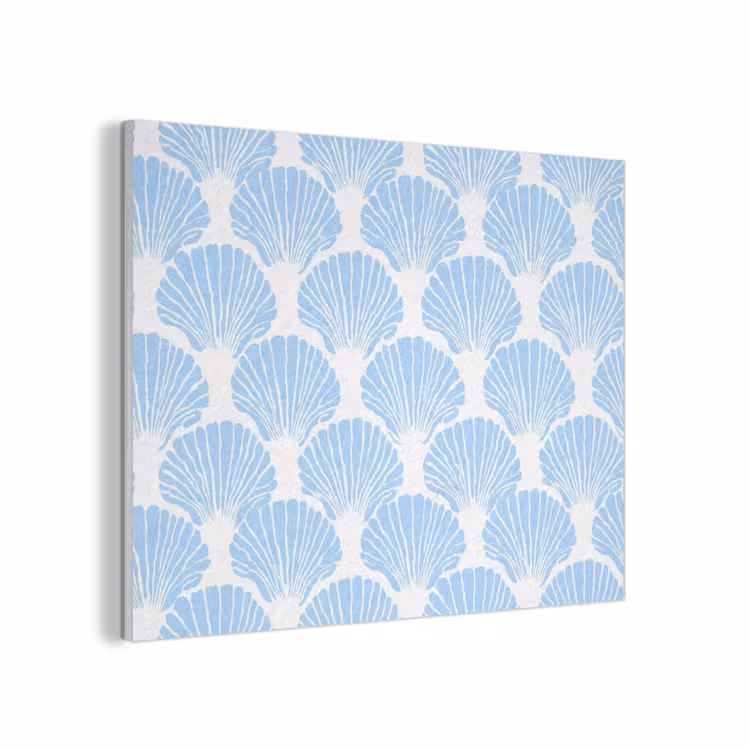 Blauw - Wit - Schelpen - Grafisch - Structuur PET vilt klein 837 -3d