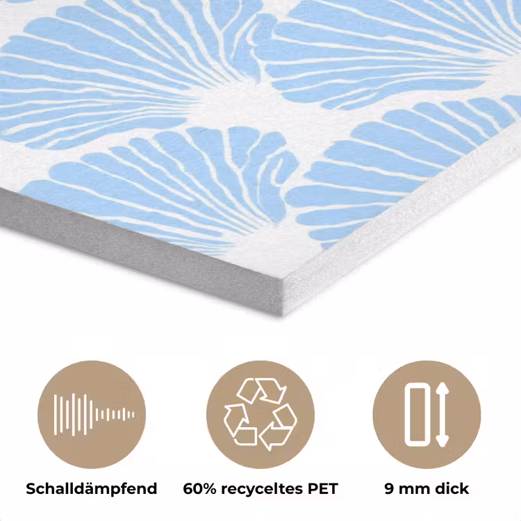 Blauw - Wit - Schelpen - Grafisch - Structuur PET vilt klein 837 -closeup_DE