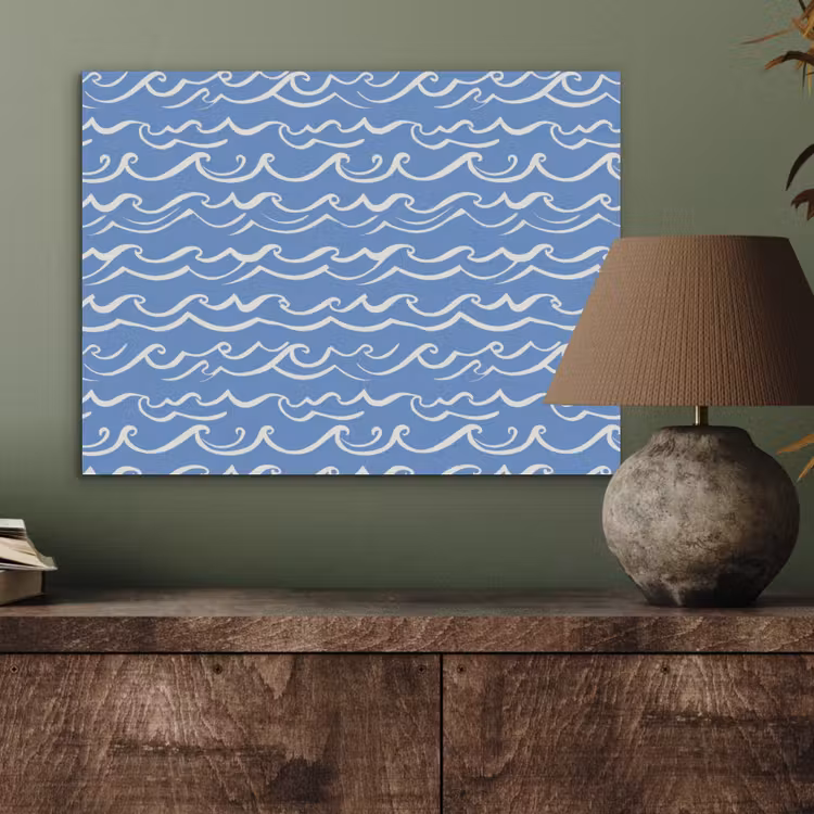 Blauw - Wit - Simpel - Getekend - Golven PET vilt klein 837 -sfeer2