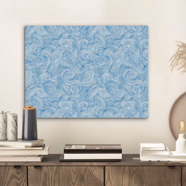 Blauw - Wit - Spiraal - Golven - Lijnen PET vilt klein 837 -sfeer1