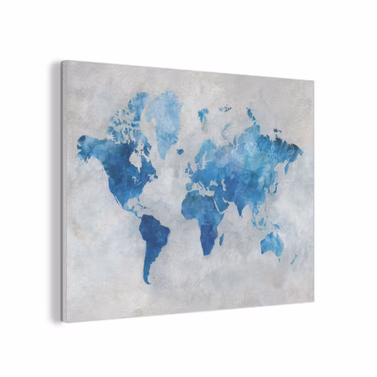 Blauw - Wolken - Textuur - Wereldkaart PET vilt klein -3d