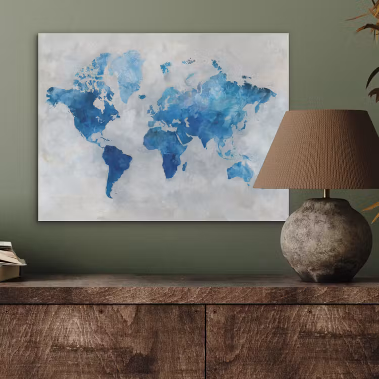 Blauw - Wolken - Textuur - Wereldkaart PET vilt klein -sfeer2