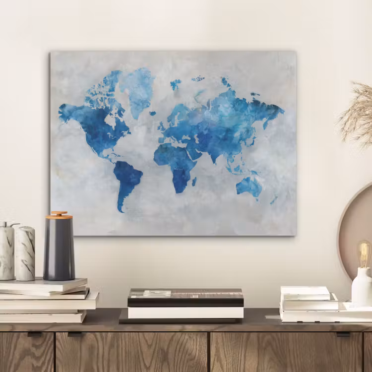 Blauw - Wolken - Textuur - Wereldkaart PET vilt klein -sfeer1