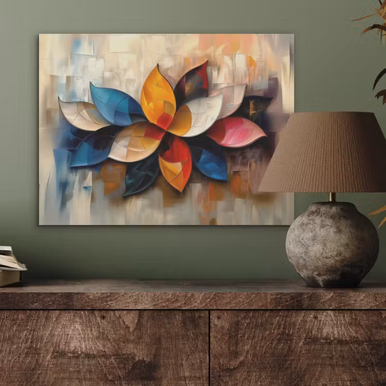 Bloem - Abstract - Kleurrijk - Bladeren PET vilt klein -sfeer2