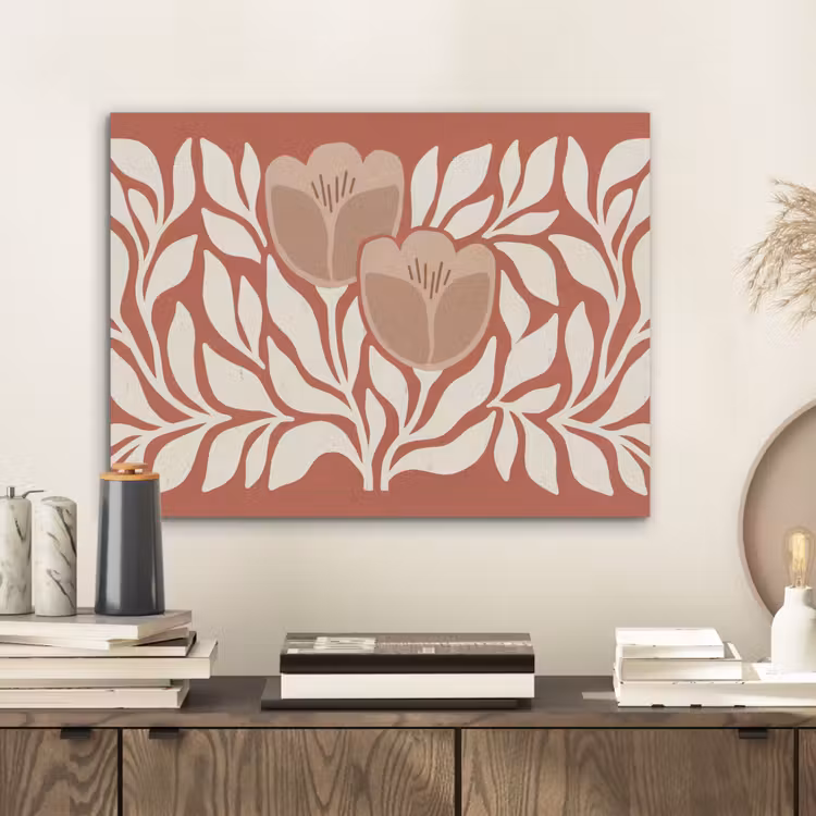 Bloemen - Abstract - Modern - Beige - Natuur PET vilt klein -sfeer1