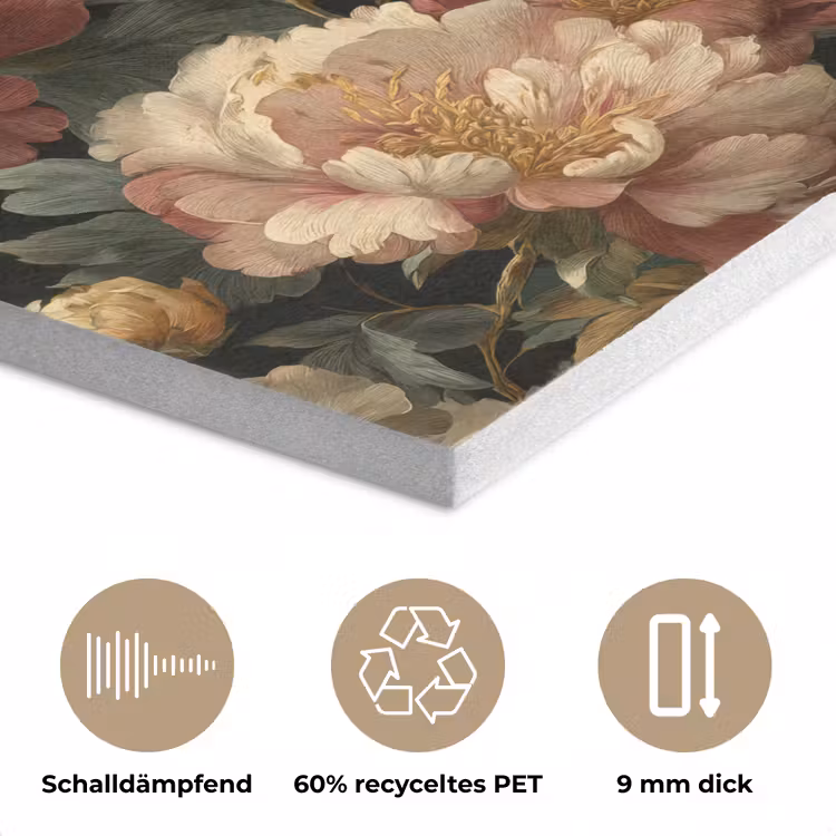 Bloemen - Barok - Patroon - Roze - Crème PET vilt klein 837 -closeup_DE