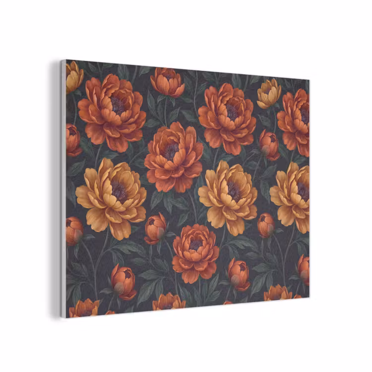 Bloemen - Bladeren - Natuur - Modern - Oranje PET vilt klein -3d