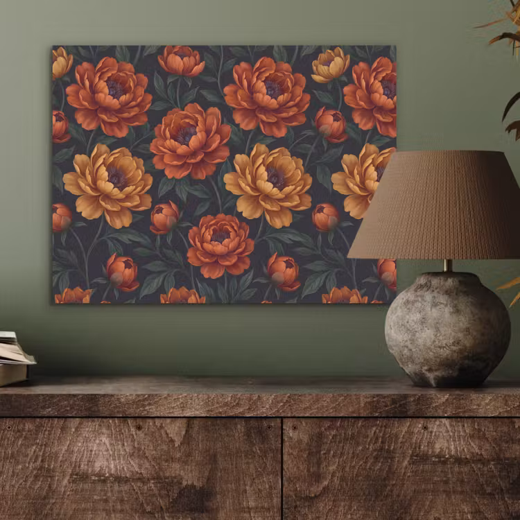Bloemen - Bladeren - Natuur - Modern - Oranje PET vilt klein -sfeer2