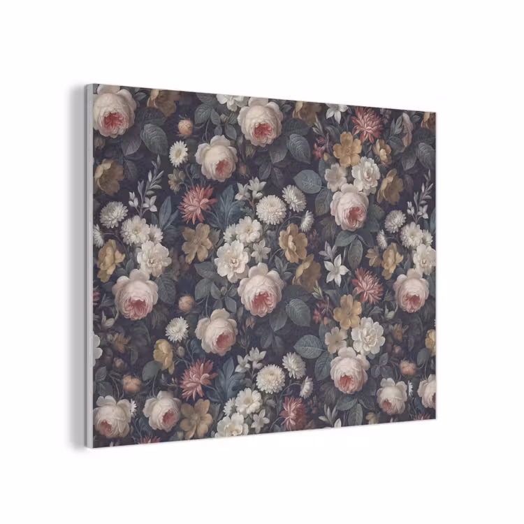 Bloemen - Boeket - Botanisch - Vintage - Donkere achtergrond PET vilt klein -3d