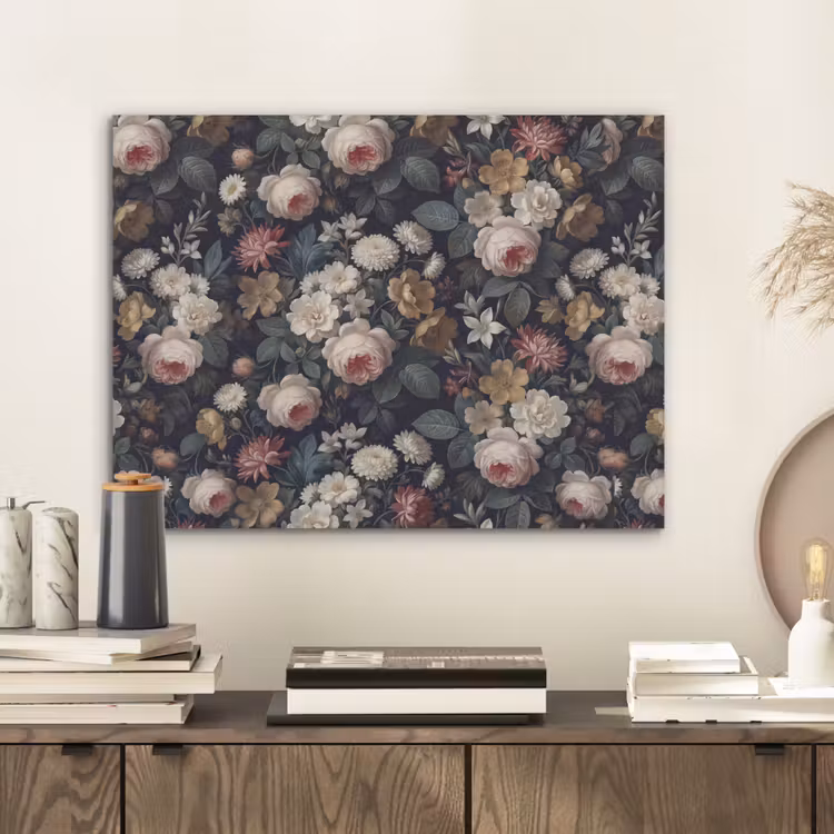 Bloemen - Boeket - Botanisch - Vintage - Donkere achtergrond PET vilt klein -sfeer1