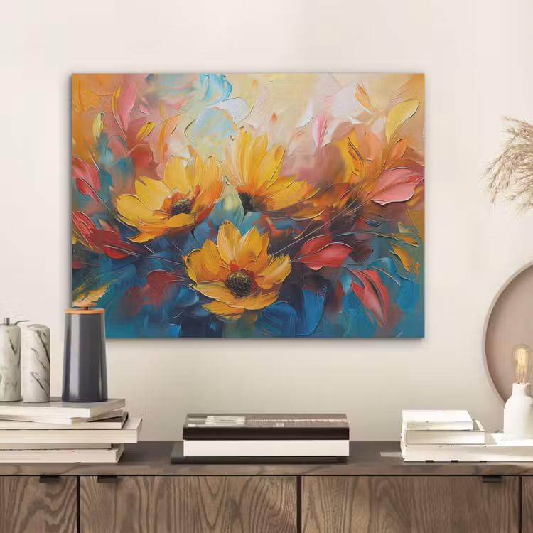Bloemen - Dahlia - Kunst - Oranje - Watercolor PET vilt klein -sfeer1