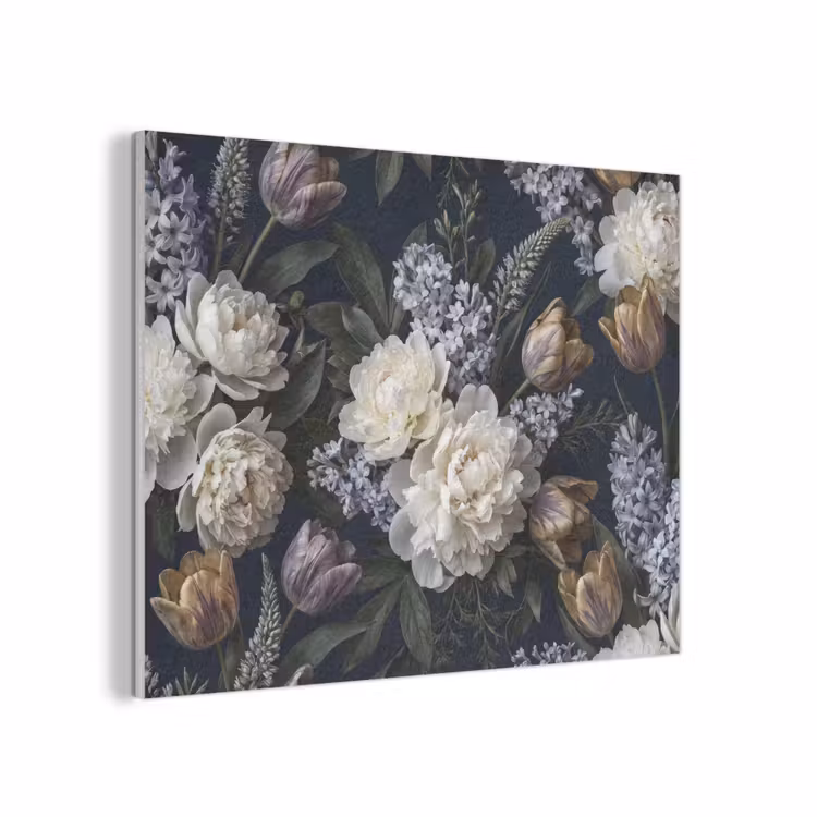 Bloemen - Donker - Elegant - Natuur - Wit PET vilt klein -3d