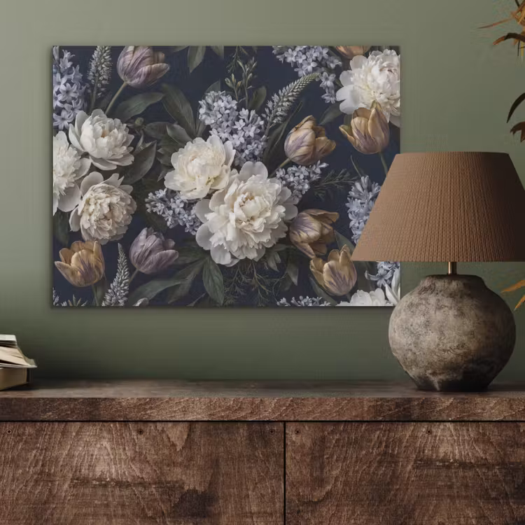 Bloemen - Donker - Elegant - Natuur - Wit PET vilt klein -sfeer2