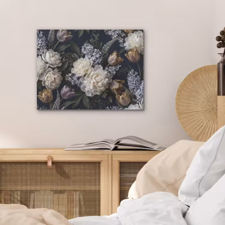 Bloemen - Donker - Elegant - Natuur - Wit PET vilt klein -sfeer3