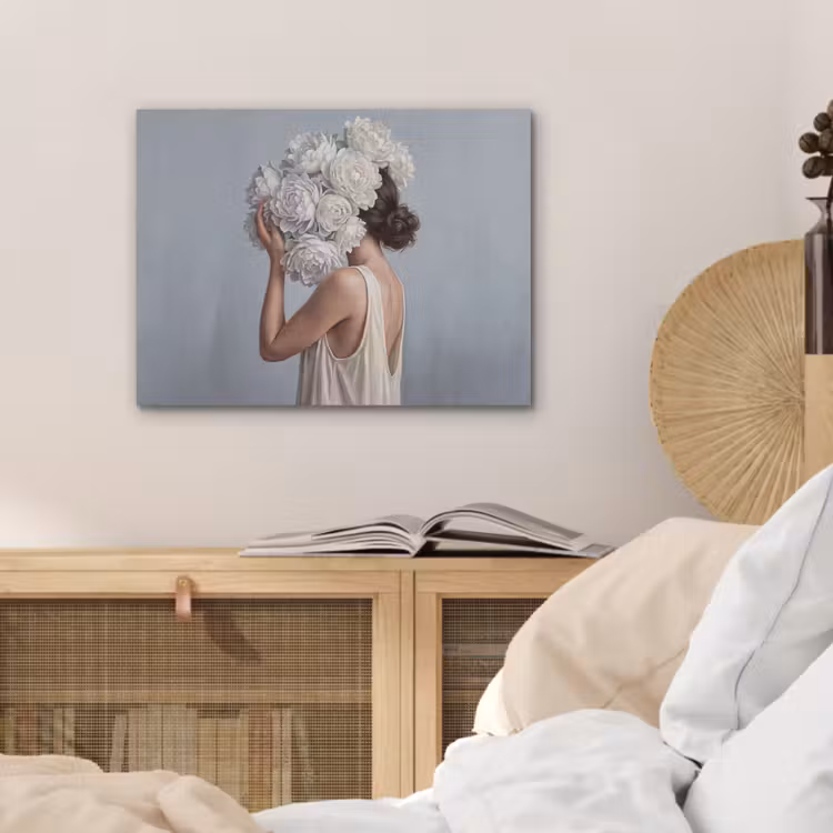 Bloemen - Vrouw - Wit PET vilt klein -sfeer3