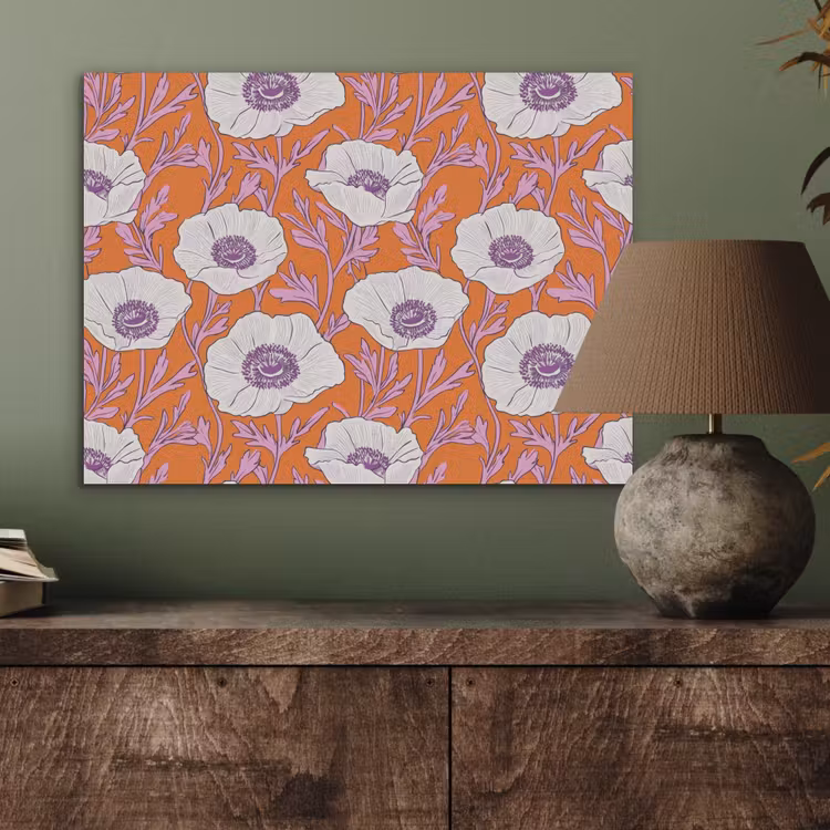 Bloemen - Grafisch - Oranje PET vilt klein 837 -sfeer2