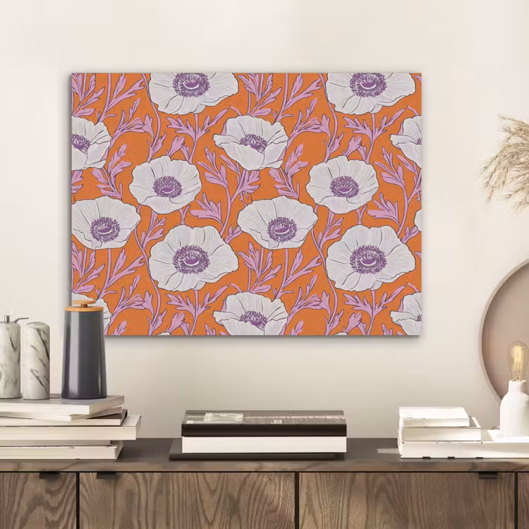 Bloemen - Grafisch - Oranje PET vilt klein 837 -sfeer1