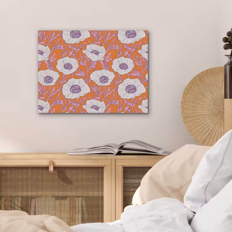Bloemen - Grafisch - Oranje PET vilt klein 837 -sfeer3