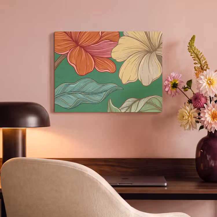 Akustikbild - Blumen – Grün – Illustration - Bloemen - Groen - Illustratie PET vilt klein