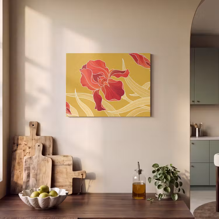 Akustikbild - Blumen – Illustration – Rot - Bloemen - Illustratie - Rood PET vilt klein