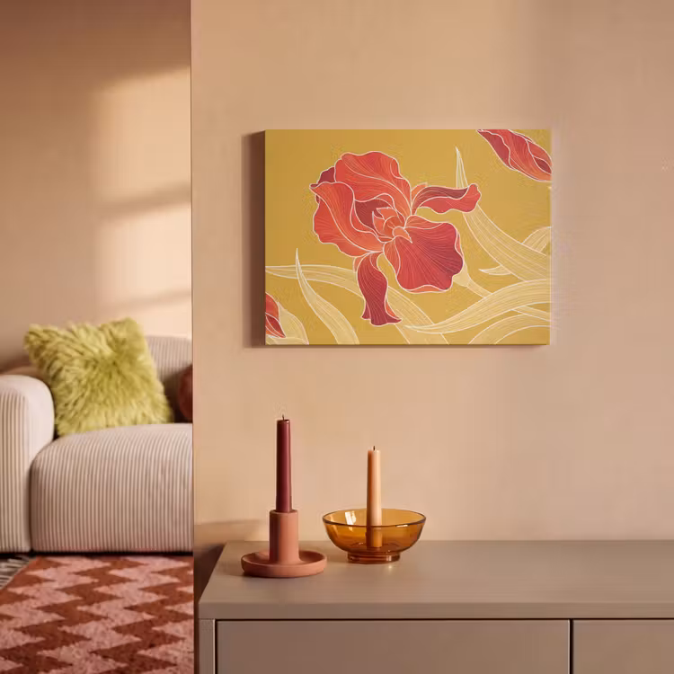 Akustikbild - Blumen – Illustration – Rot - Bloemen - Illustratie - Rood PET vilt klein
