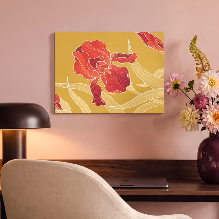 Akustikbild - Blumen – Illustration – Rot - Bloemen - Illustratie - Rood PET vilt klein