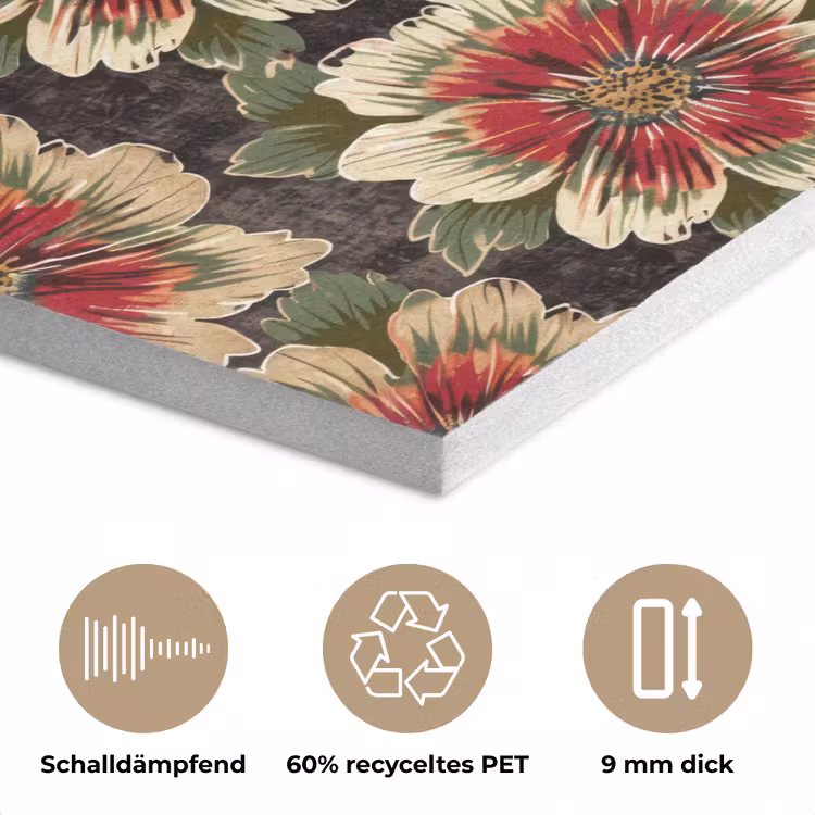 Bloemen - Klassiek - Patroon - Rood PET vilt klein 837 -closeup_DE
