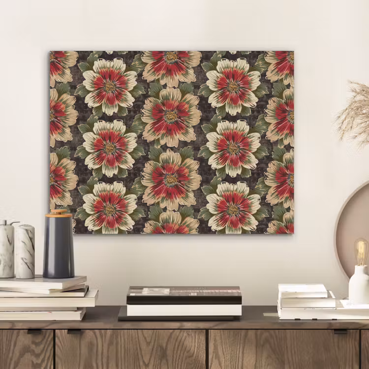 Bloemen - Klassiek - Patroon - Rood PET vilt klein 837 -sfeer1
