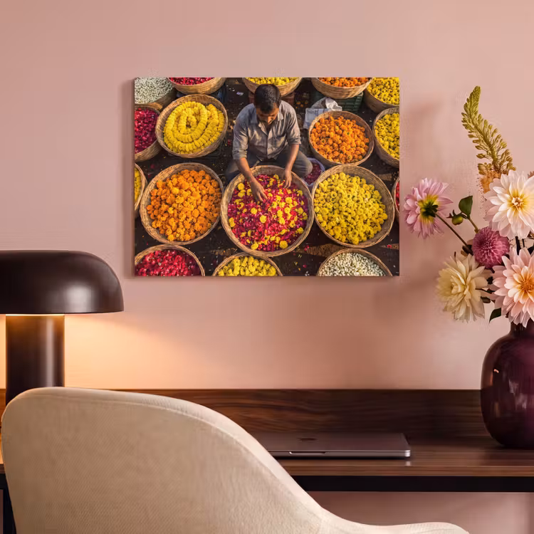 Akustikbild - Blumen – Markt – Bunt - Bloemen - Markt - Kleurrijk PET vilt klein