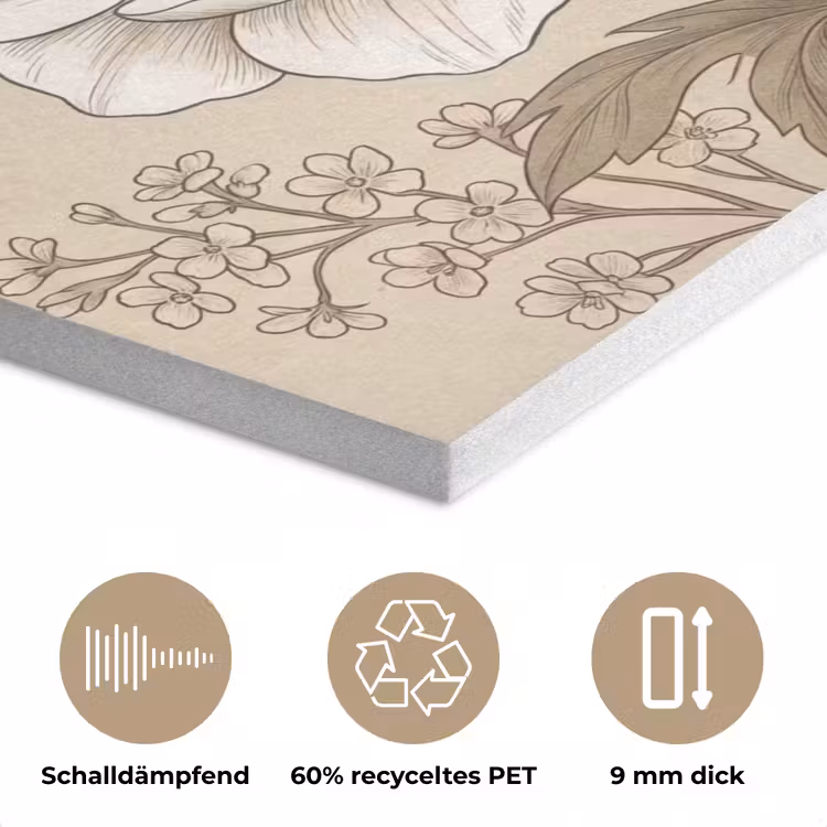 Bloemen - Patroon - Beige PET vilt klein -closeup_DE