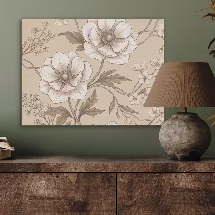 Bloemen - Patroon - Beige PET vilt klein -sfeer2