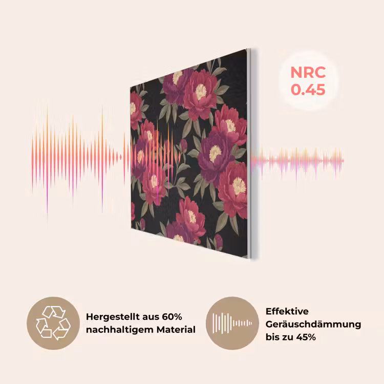 Bloemen - Patroon - Botanisch - Rood - Zwart PET vilt klein -USP_DE