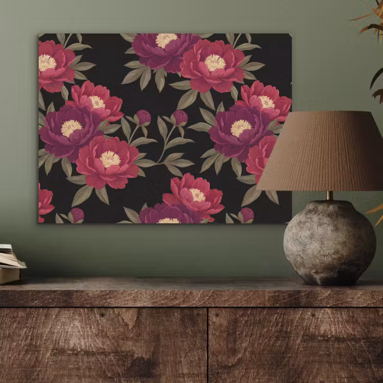 Bloemen - Patroon - Botanisch - Rood - Zwart PET vilt klein -sfeer2