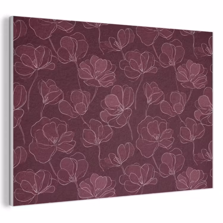 Bloemen - Patroon - Bordeauxrood PET vilt klein 837 -3d