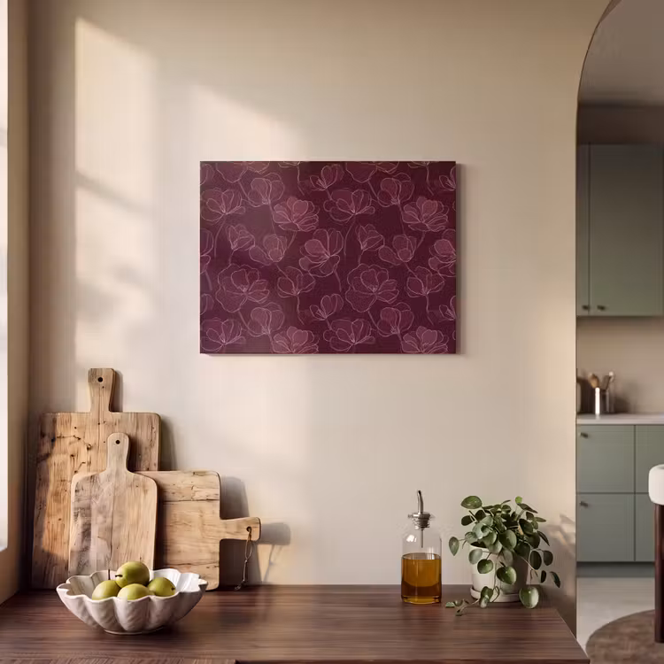 Bloemen - Patroon - Bordeauxrood PET vilt klein 837 -sfeer2