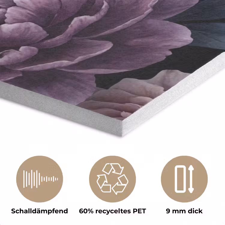 Bloemen - Patroon - Donker - Botanisch - Paars PET vilt klein -closeup_DE