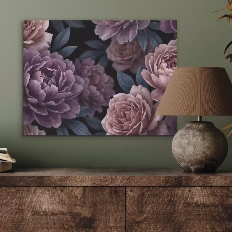 Bloemen - Patroon - Donker - Botanisch - Paars PET vilt klein -sfeer2