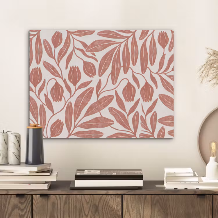 Bloemen - Patroon - Modern - Natuur - Bruin PET vilt klein -sfeer1